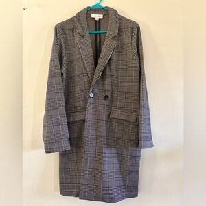 Philosophy Stylish Black and Brown Plaid Jacket Sz Large